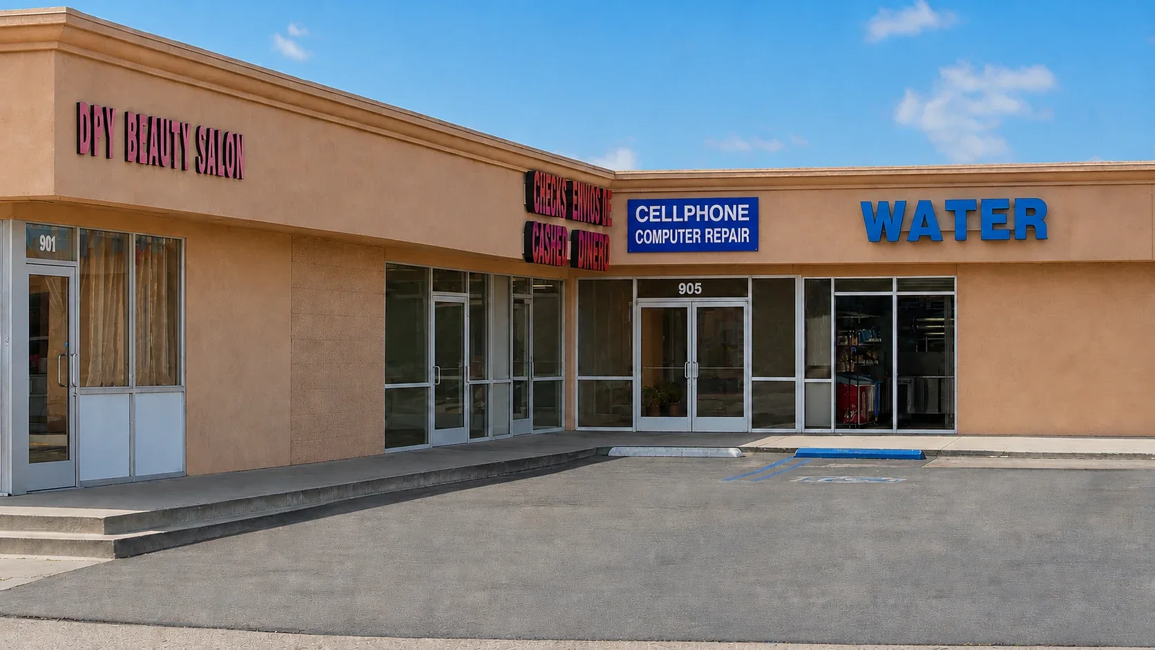 Complete exterior view of the FixUDevice storefront at 905 N Euclid Street in Anaheim